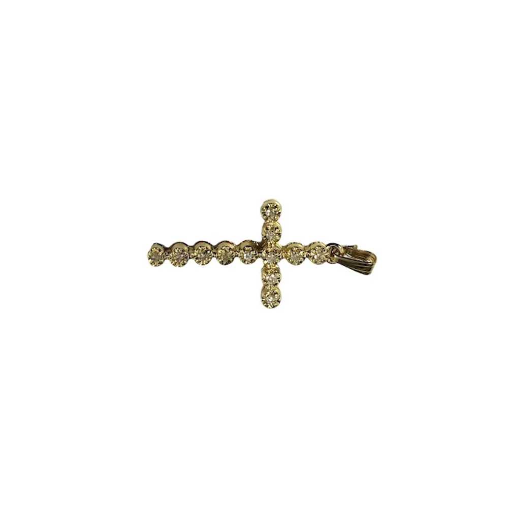 14 Karat Yellow Gold Diamond Cross Pendant #16113 - image 3