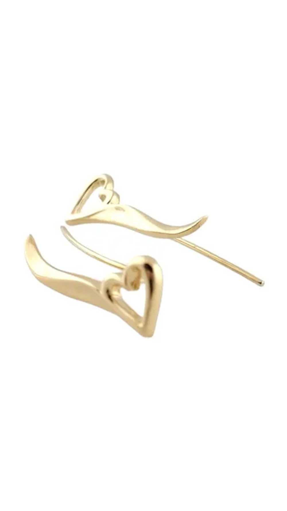 Vintage 14K Yellow Gold Heart Ear Pins #16124 - image 2