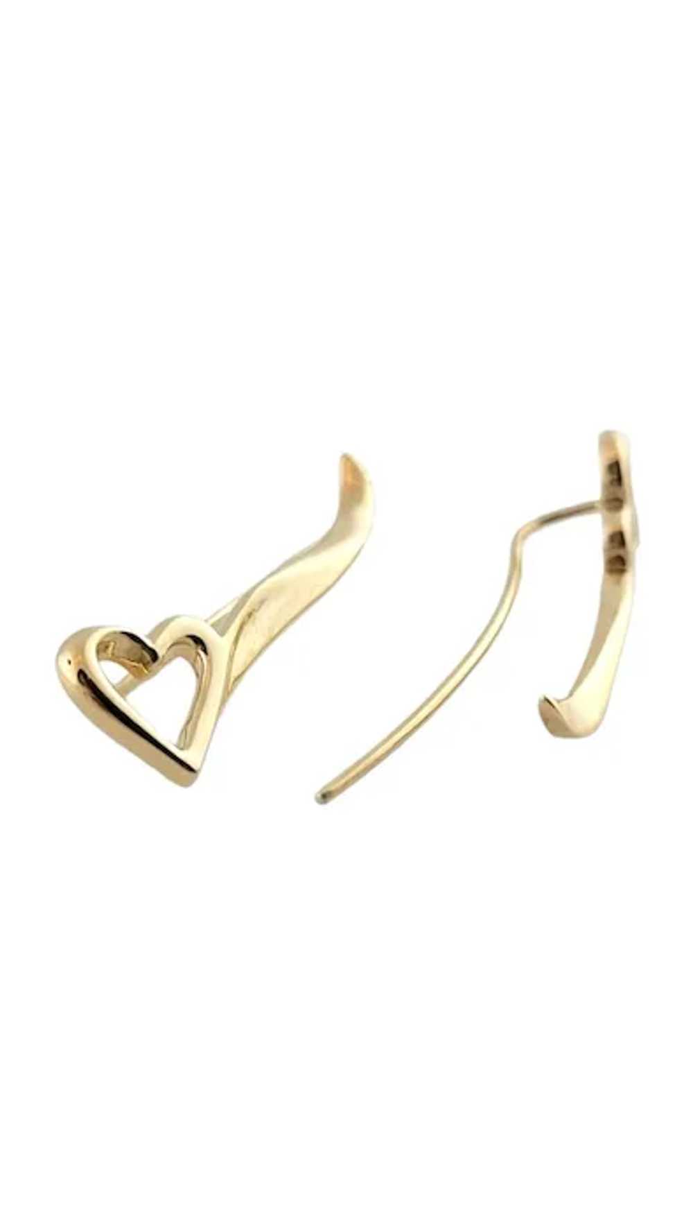 Vintage 14K Yellow Gold Heart Ear Pins #16124 - image 5