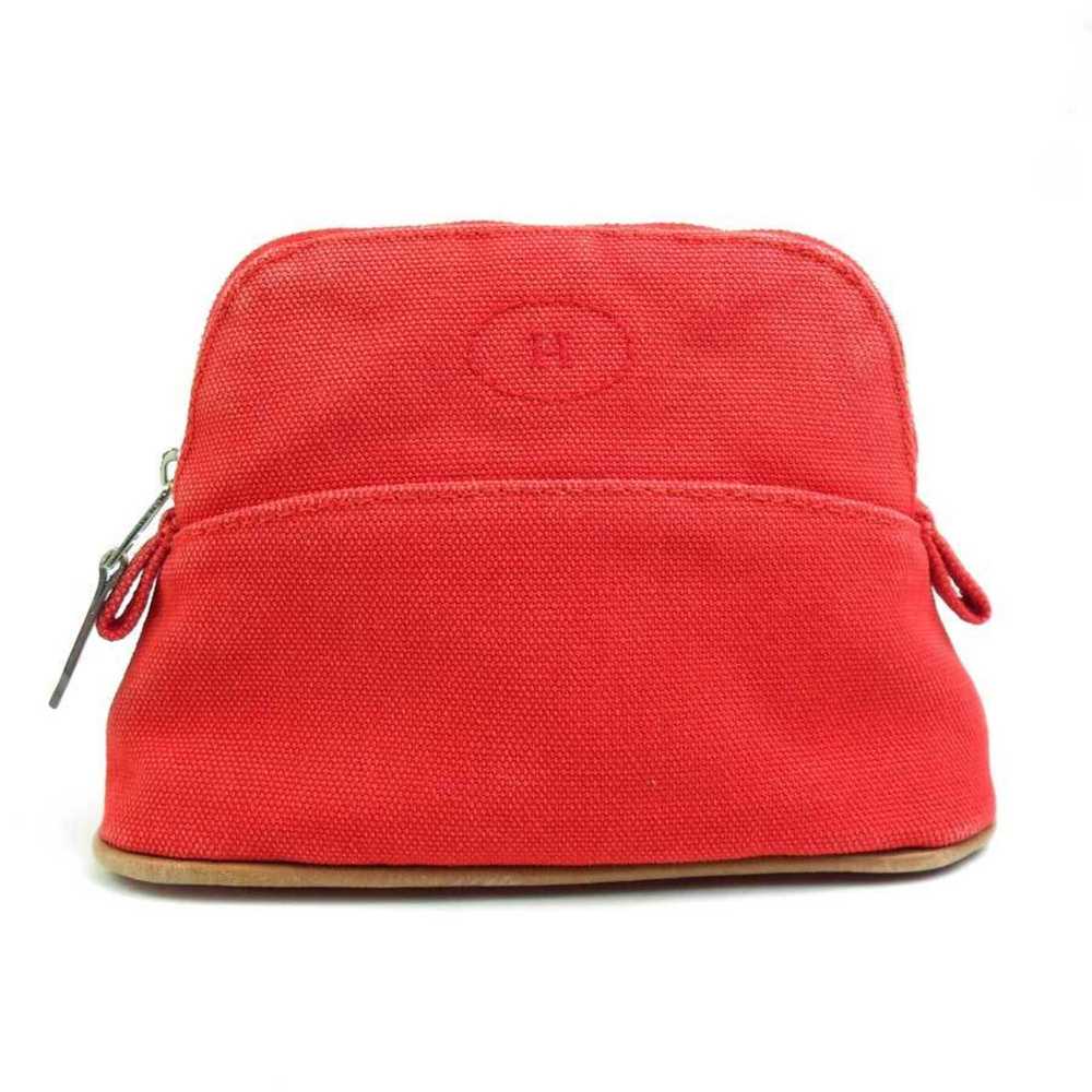HERMES Pouch Multi Case Bolide Cotton Red Silver … - image 1