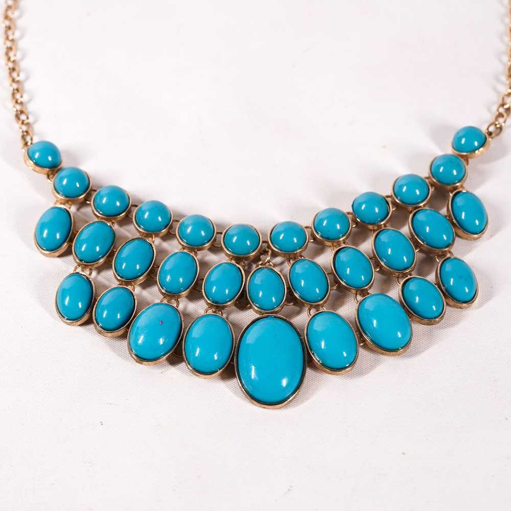 Other 11" Blue Beaded Gold Chain Necklace Choker … - image 2