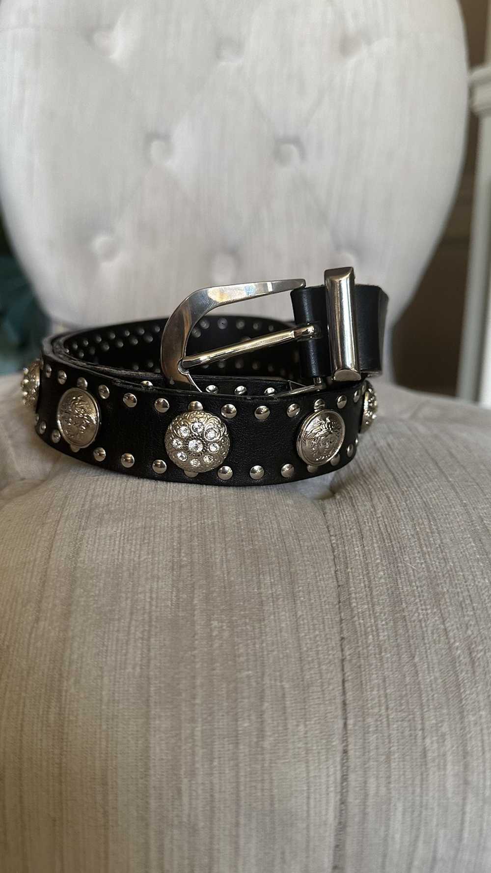 Versace Studded Medusa Heritage Leather Belt - Gem