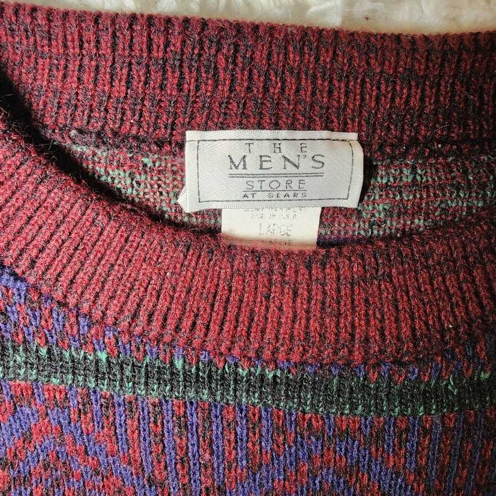 Mens Vintage Pattern Crewneck Sweater - image 2