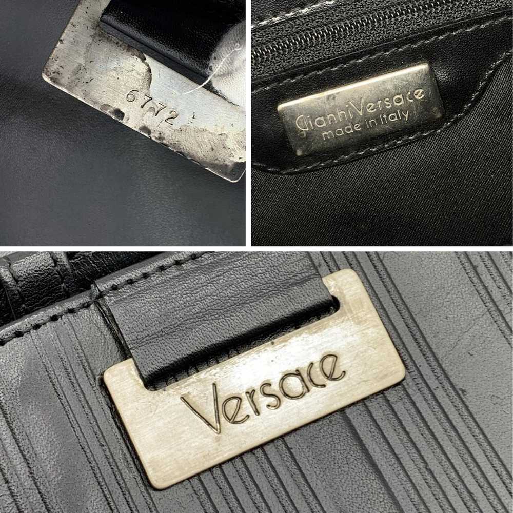 Versace VERSACEGianni Vintage Black Ribbed Leathe… - image 6