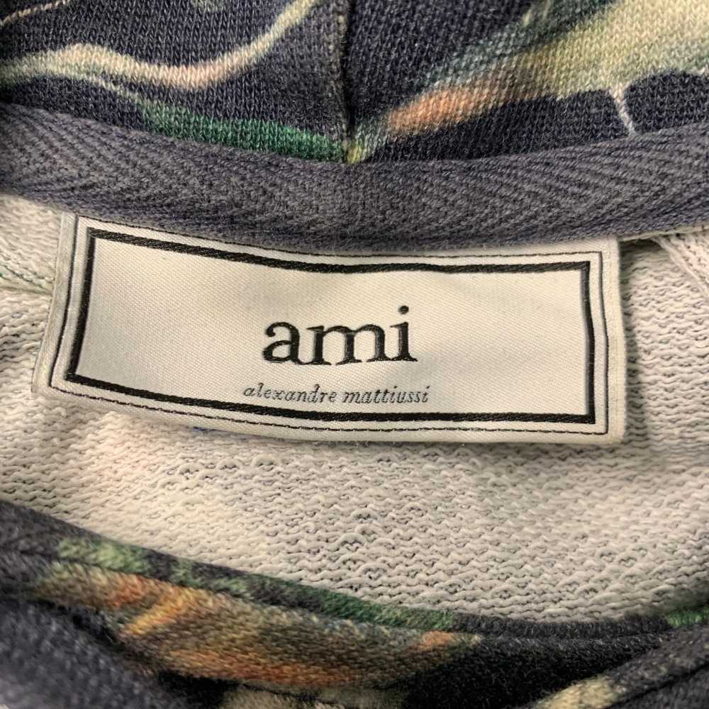 AMI Navy Print Cotton Hooded Sweatshirt - image 5
