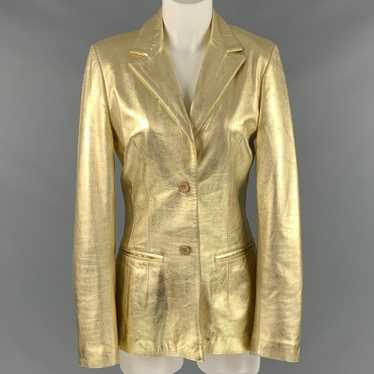 Blumarine Gold Leather Metallic Lambskin Jacket