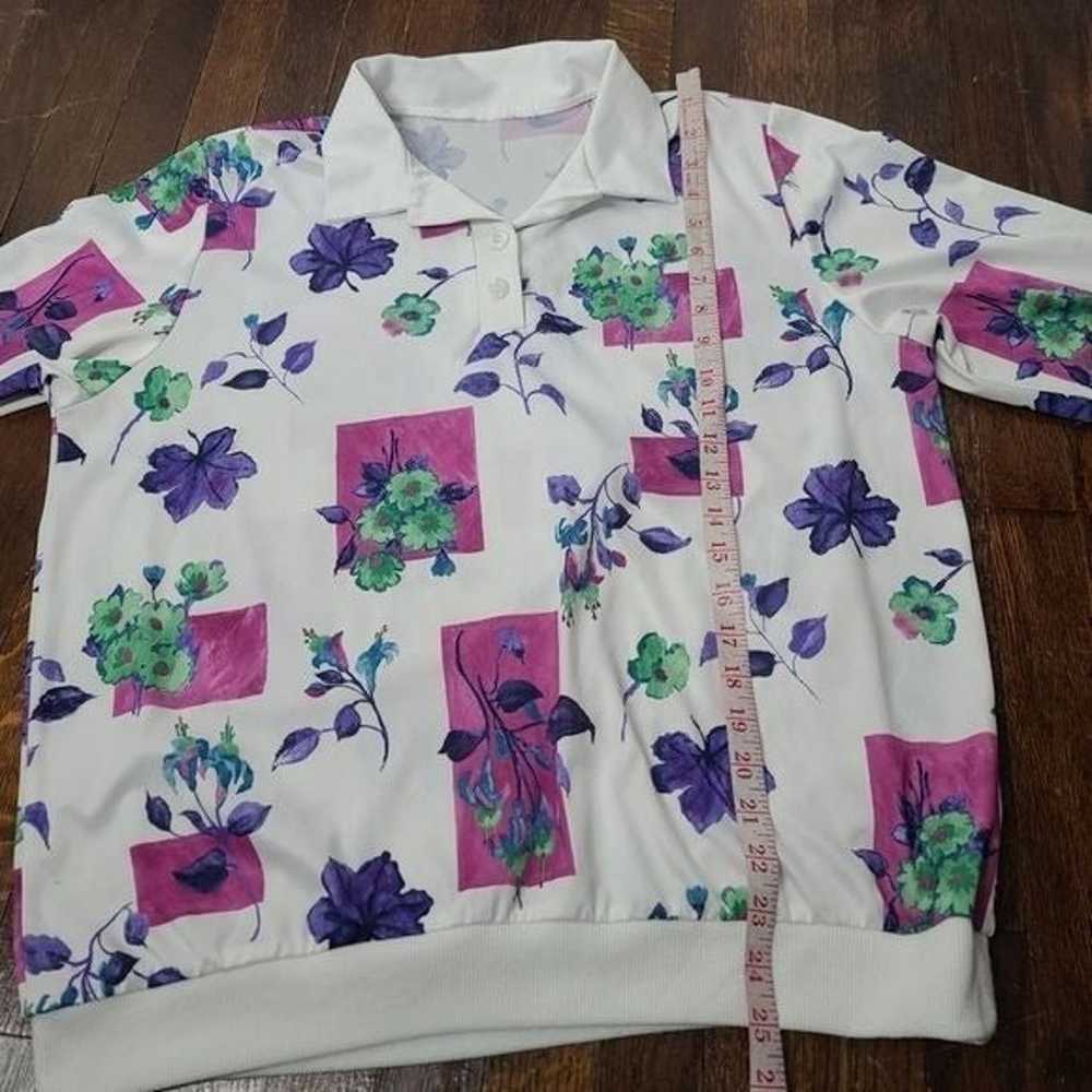 Vintage Colorful Floral Short Sleeve Polo Shirt - image 9