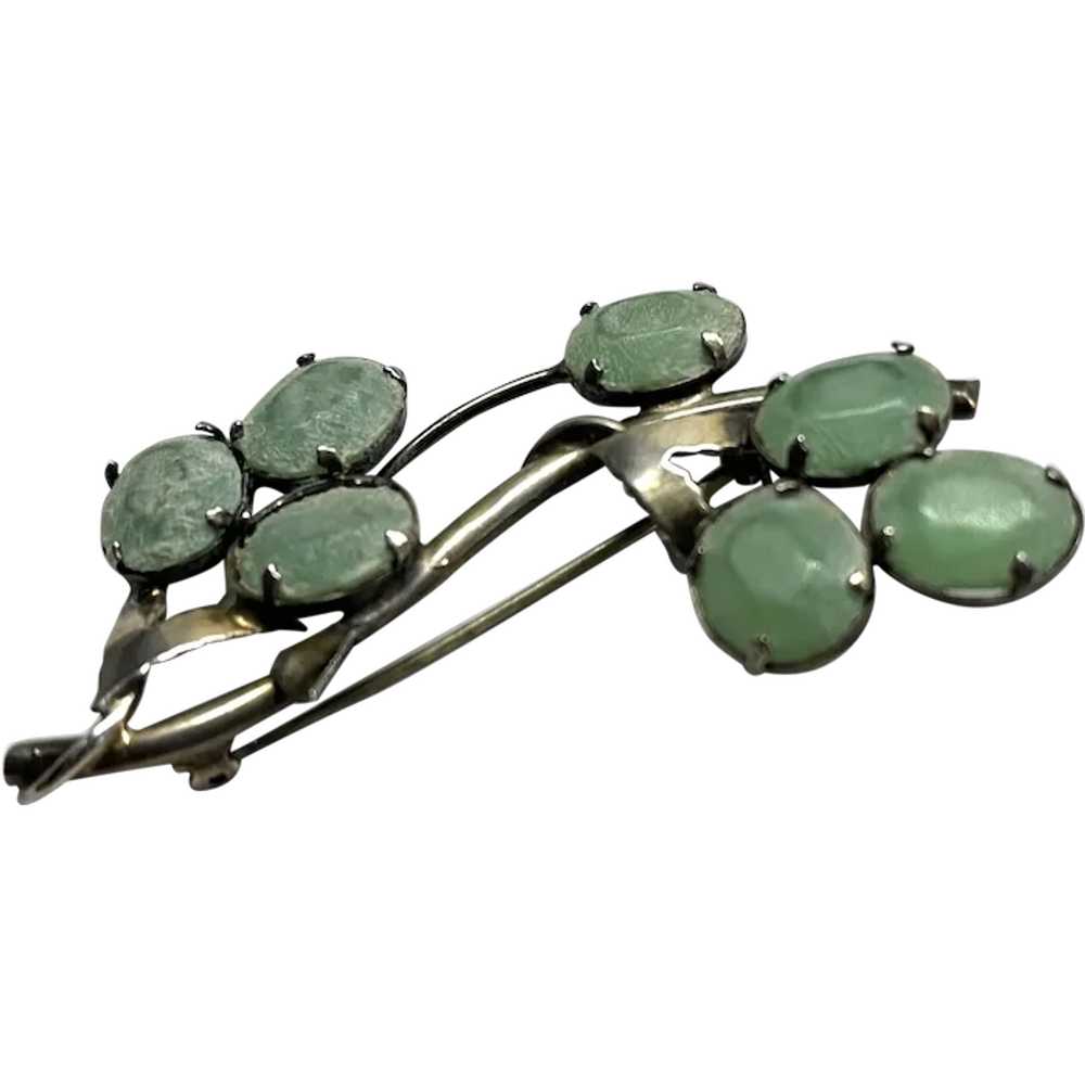 STERLING 1960s Pin  Green Stones - image 5