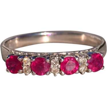 Natural Ruby and Diamond Band in White Gold - image 1