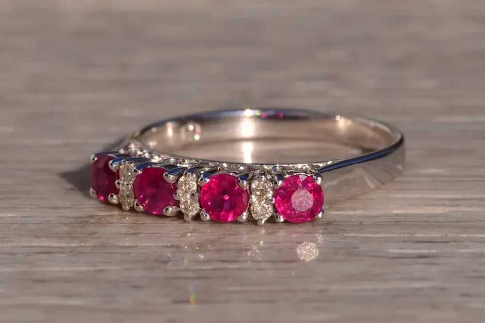 Natural Ruby and Diamond Band in White Gold - image 2