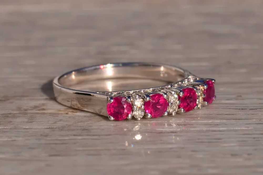 Natural Ruby and Diamond Band in White Gold - image 6