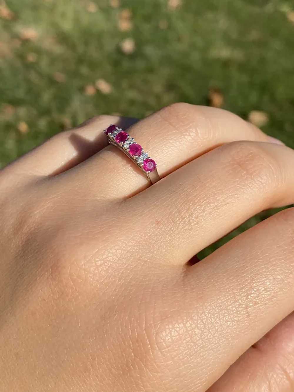 Natural Ruby and Diamond Band in White Gold - image 8