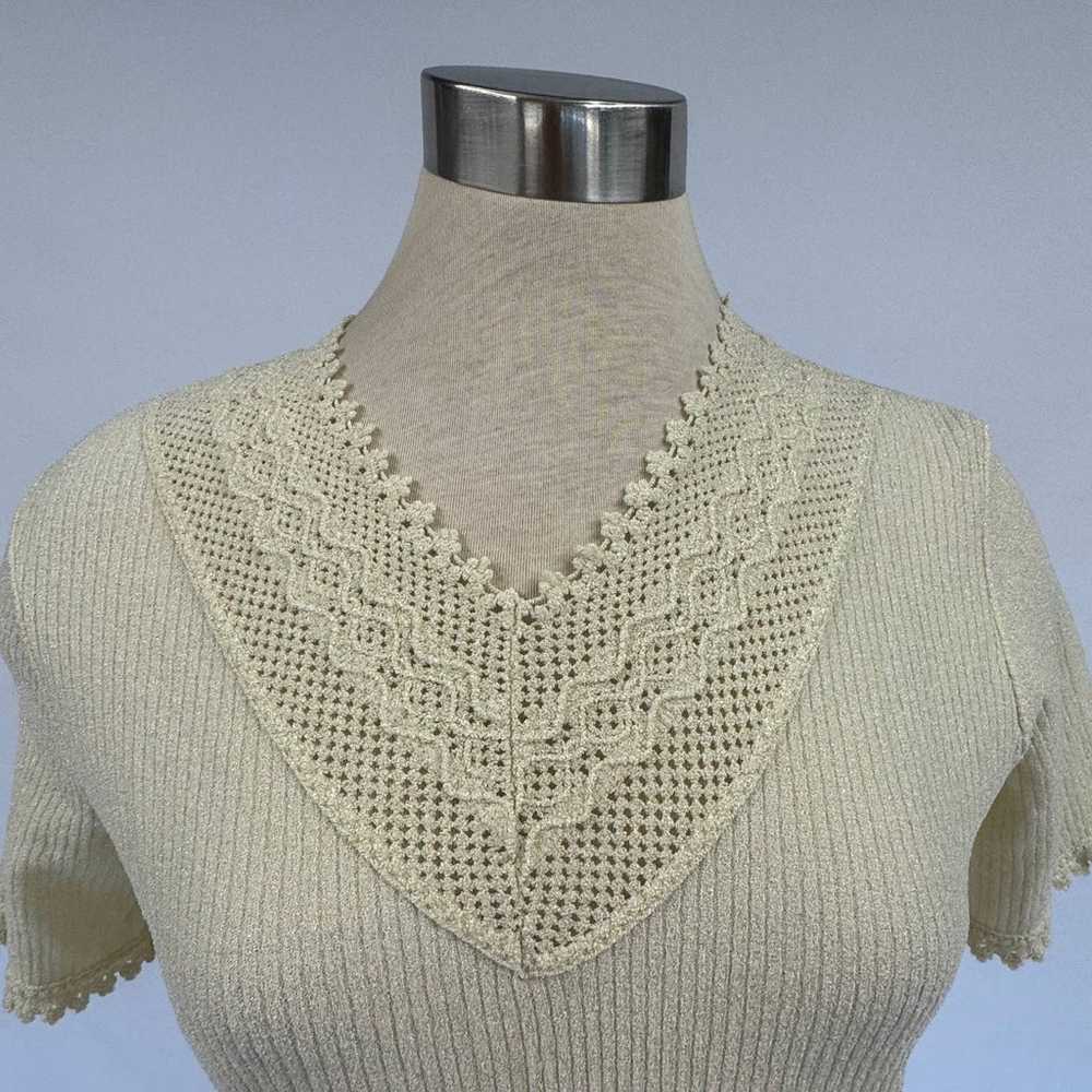 Keneth Knits Vintage 70s Ivory Top (4547) - image 2