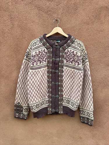 Violet & Cream Dale of Norway Wool Cardigan