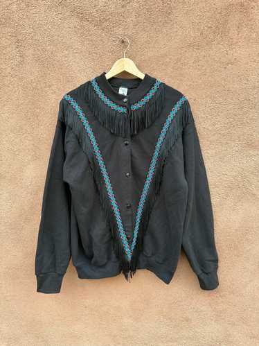 Southwest Style Fringe Button Up Sweatshirt