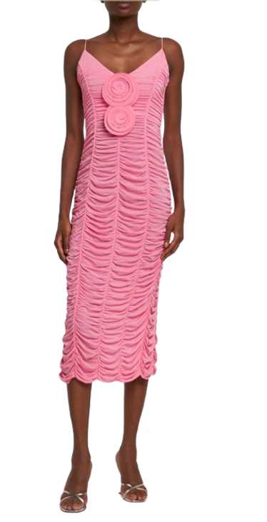 Magda Butrym Magda Butrym Pink Ruched Mesh Midi Dr