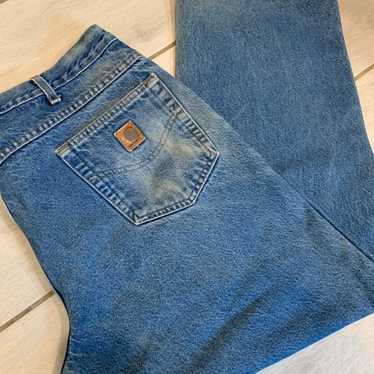 Carhartt Blue Denim Work Jeans Pants Men Size 40 x 30 Relaxed Fit