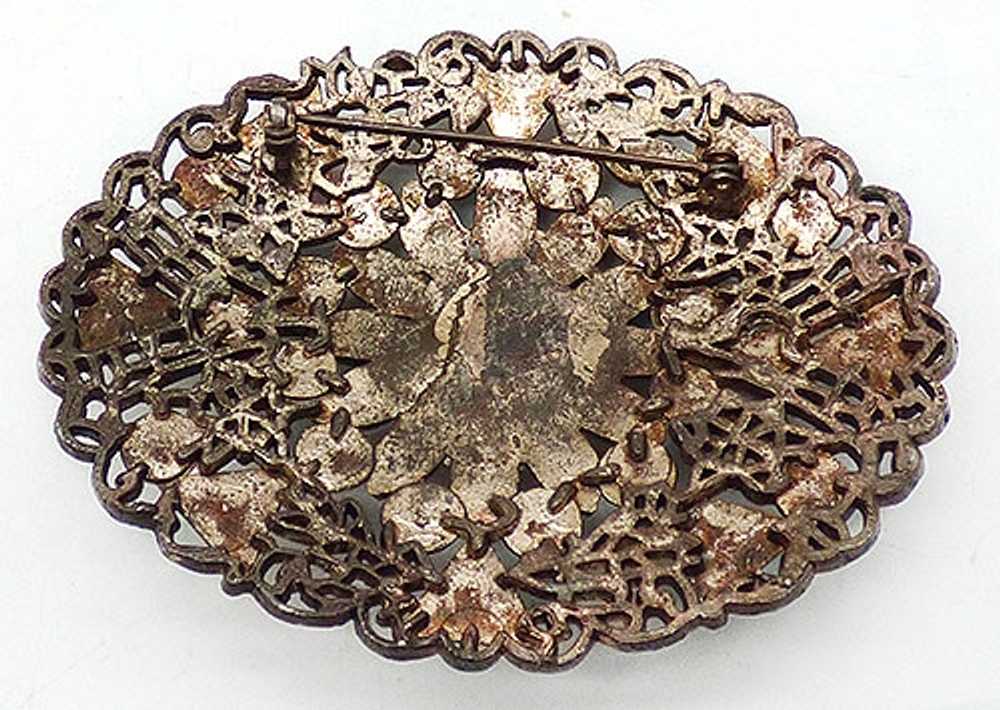 Czech Filigree Glass Jewels Brooch - image 2