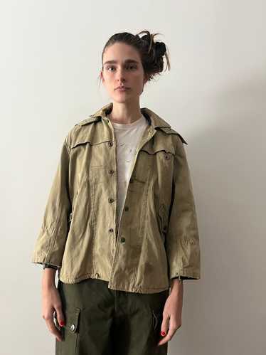 60s Japanese Cropped Canvas Rain Jacket Parka - image 1