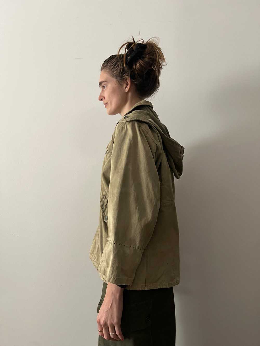 60s Japanese Cropped Canvas Rain Jacket Parka - image 3