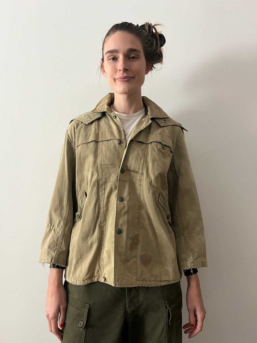 60s Japanese Cropped Canvas Rain Jacket Parka - image 4