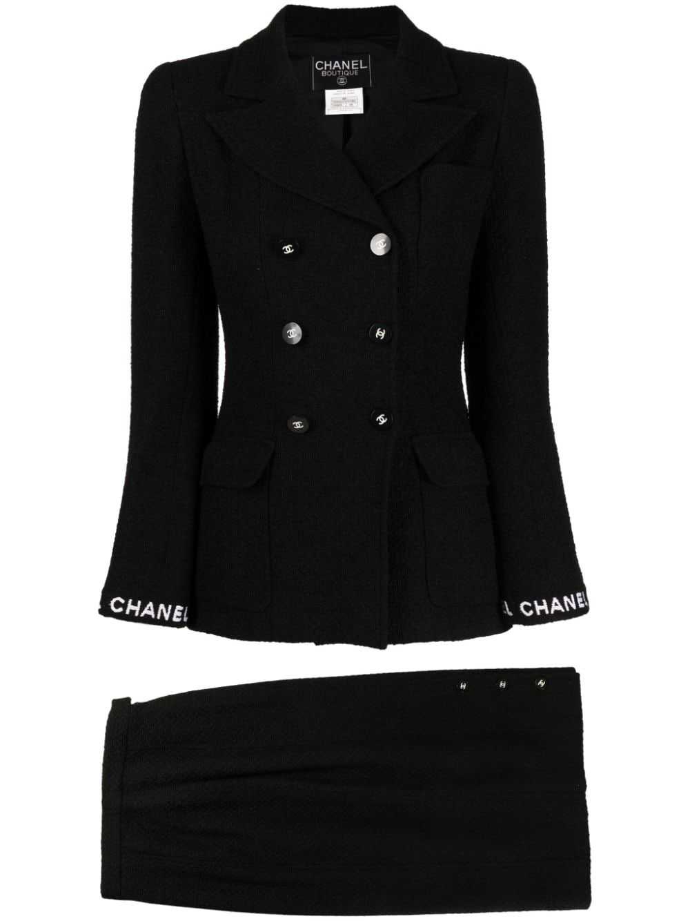 CHANEL Pre-Owned 1995 tweed skirt suit - Black - image 1