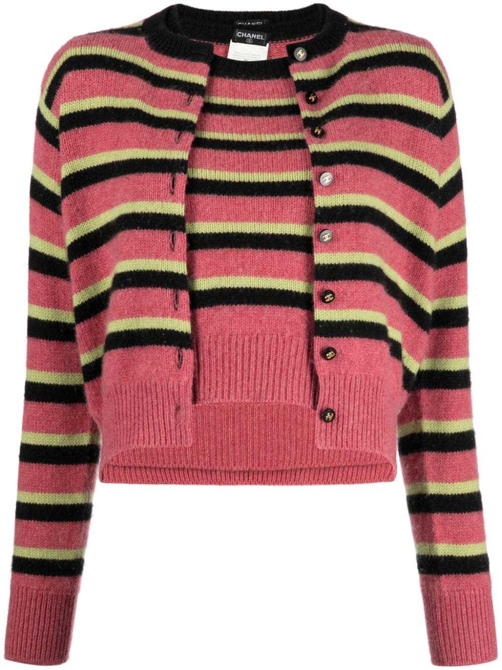 CHANEL Pre-Owned 1996 striped cashmere cardigan s… - image 1