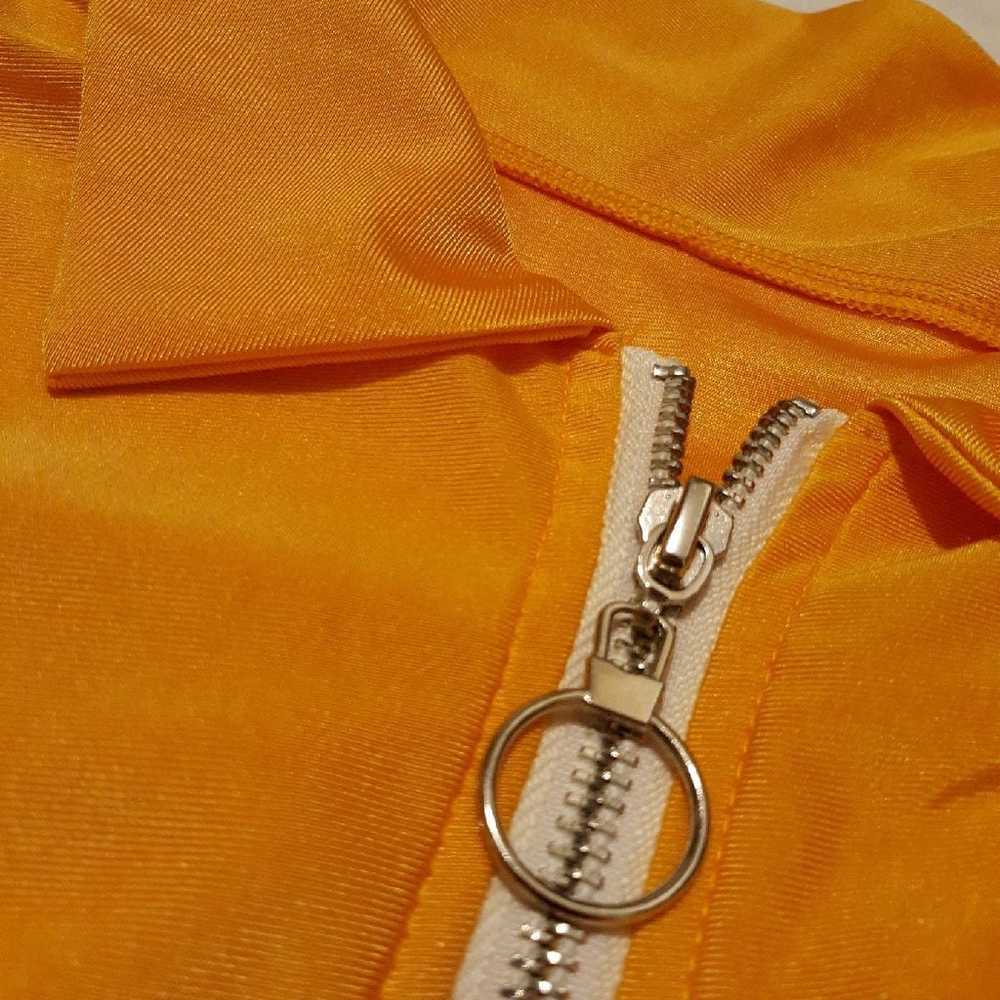 Bright Yellow Orange Ring Zip Bodysuit - image 12