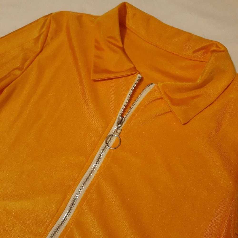 Bright Yellow Orange Ring Zip Bodysuit - image 5