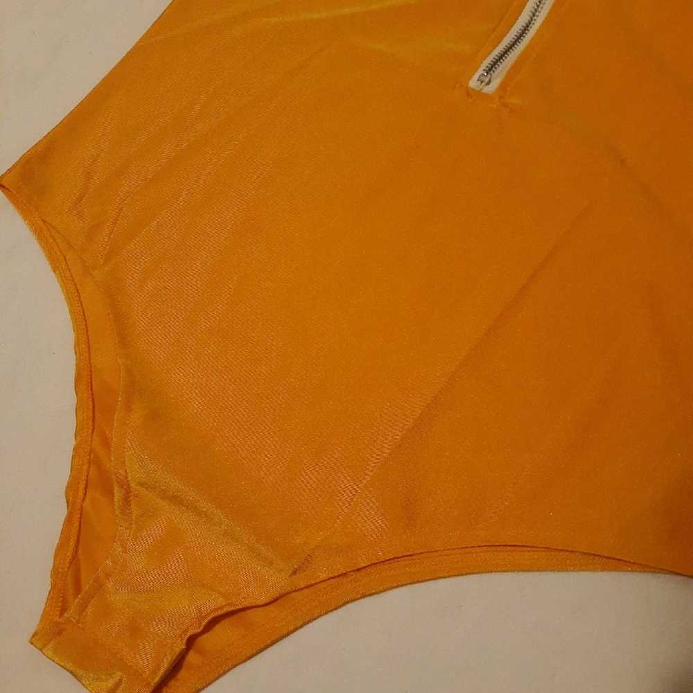 Bright Yellow Orange Ring Zip Bodysuit - image 6