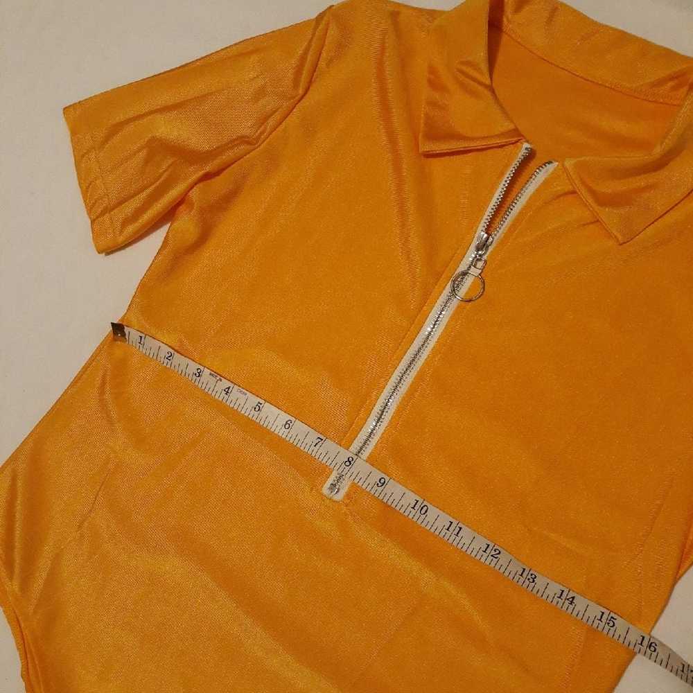 Bright Yellow Orange Ring Zip Bodysuit - image 8