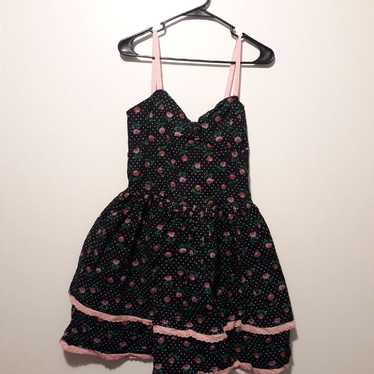 Black & Pink Floral Polka Dot Dress