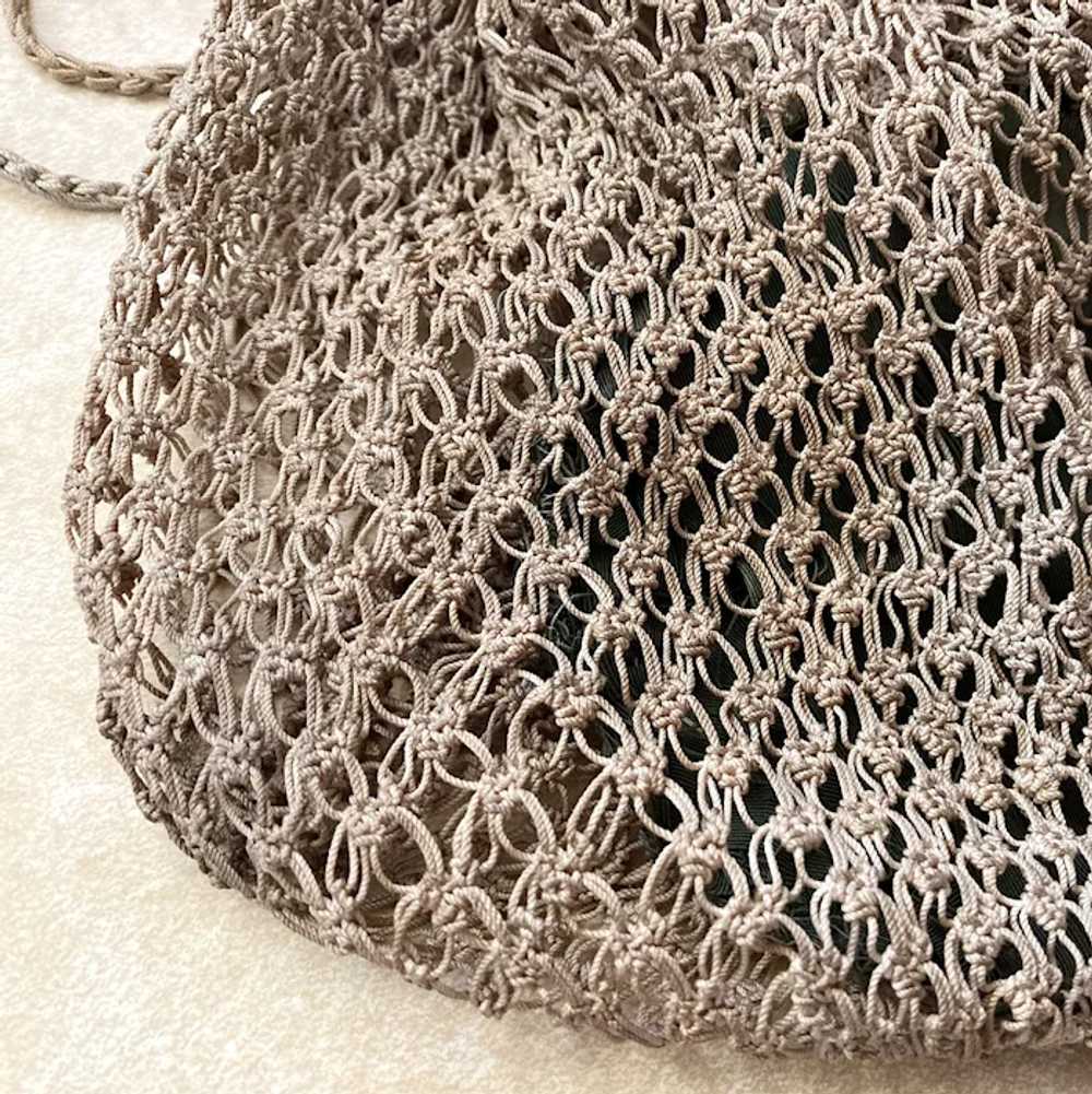 Antique Early 1900s Crocheted Drawstring Handbag … - image 2