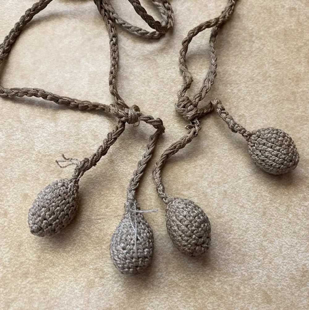 Antique Early 1900s Crocheted Drawstring Handbag … - image 6