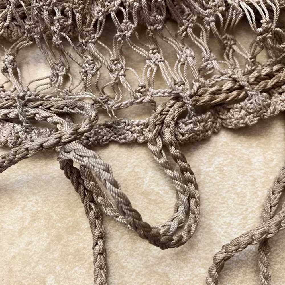 Antique Early 1900s Crocheted Drawstring Handbag … - image 7