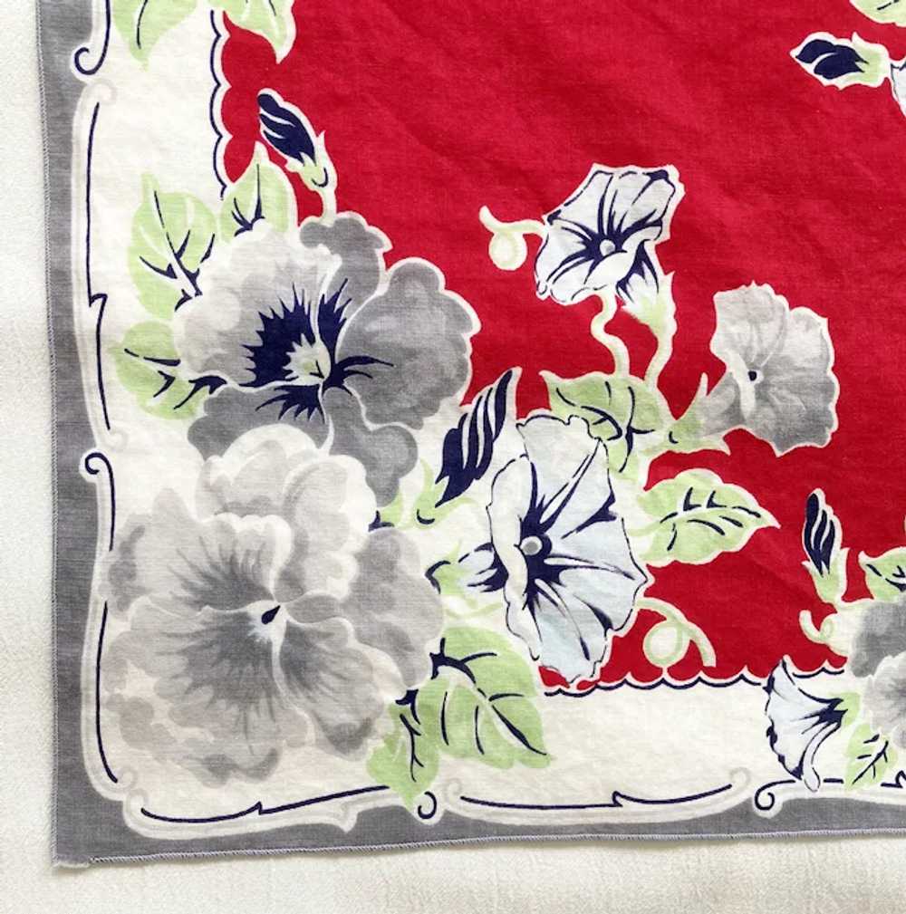 1940s Vintage Handkerchief Hanky Gray Red White M… - image 2