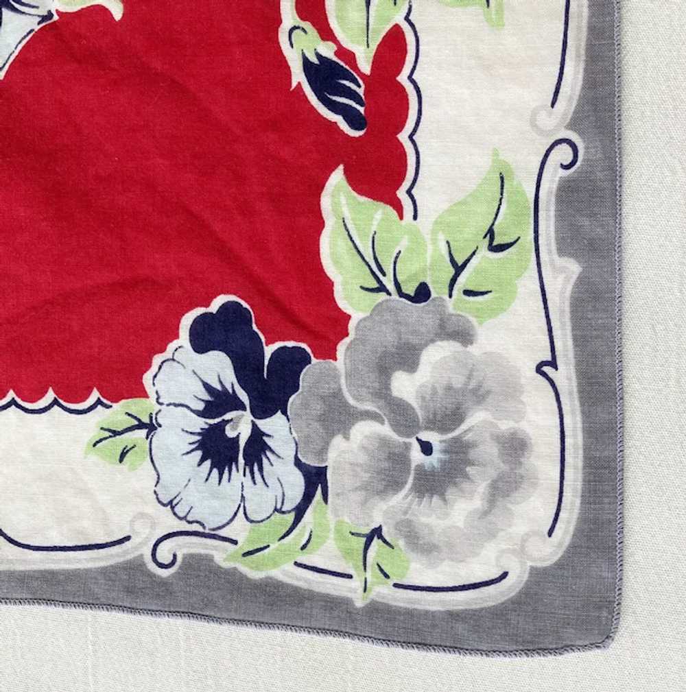1940s Vintage Handkerchief Hanky Gray Red White M… - image 3