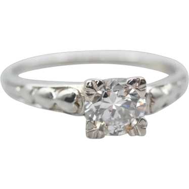 Sweetheart European Cut Diamond Engagement Ring