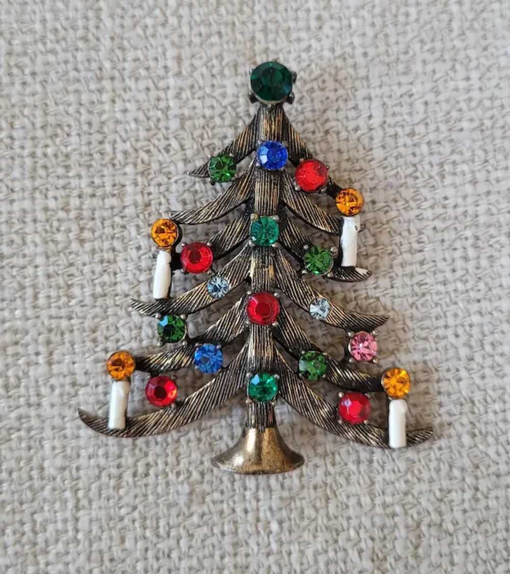 Weiss Christmas Tree 4 Enamel Candle Rhinestone B… - image 2