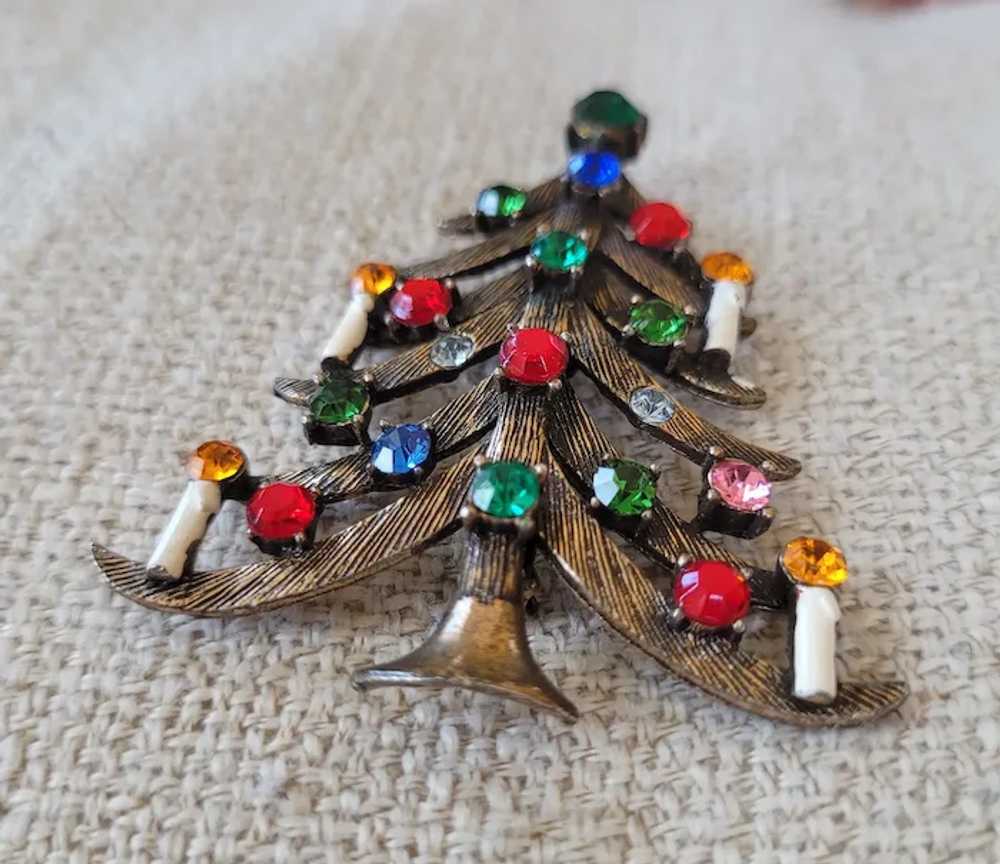 Weiss Christmas Tree 4 Enamel Candle Rhinestone B… - image 3