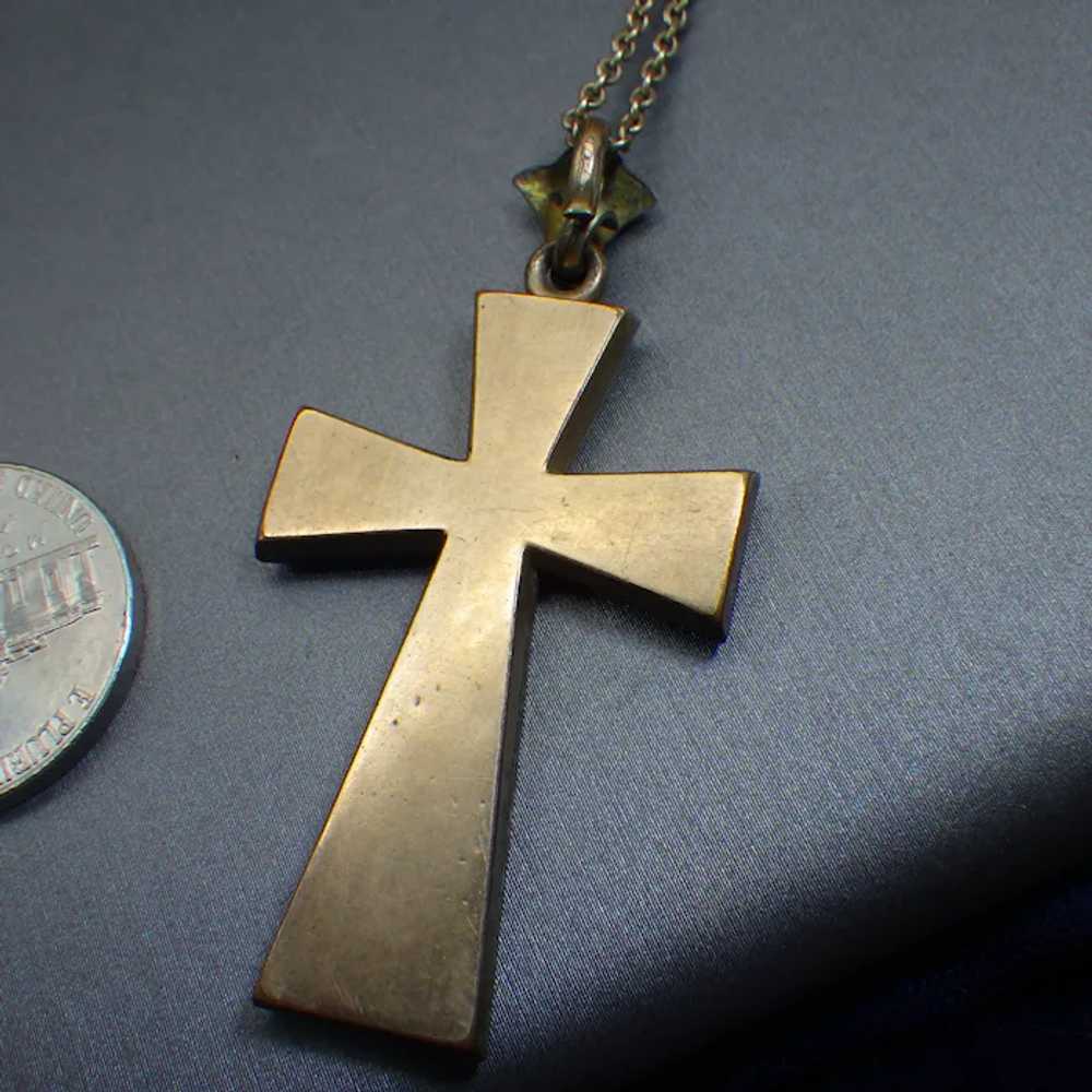 Antique Victorian Engraved, Enamel Accented Cross… - image 7