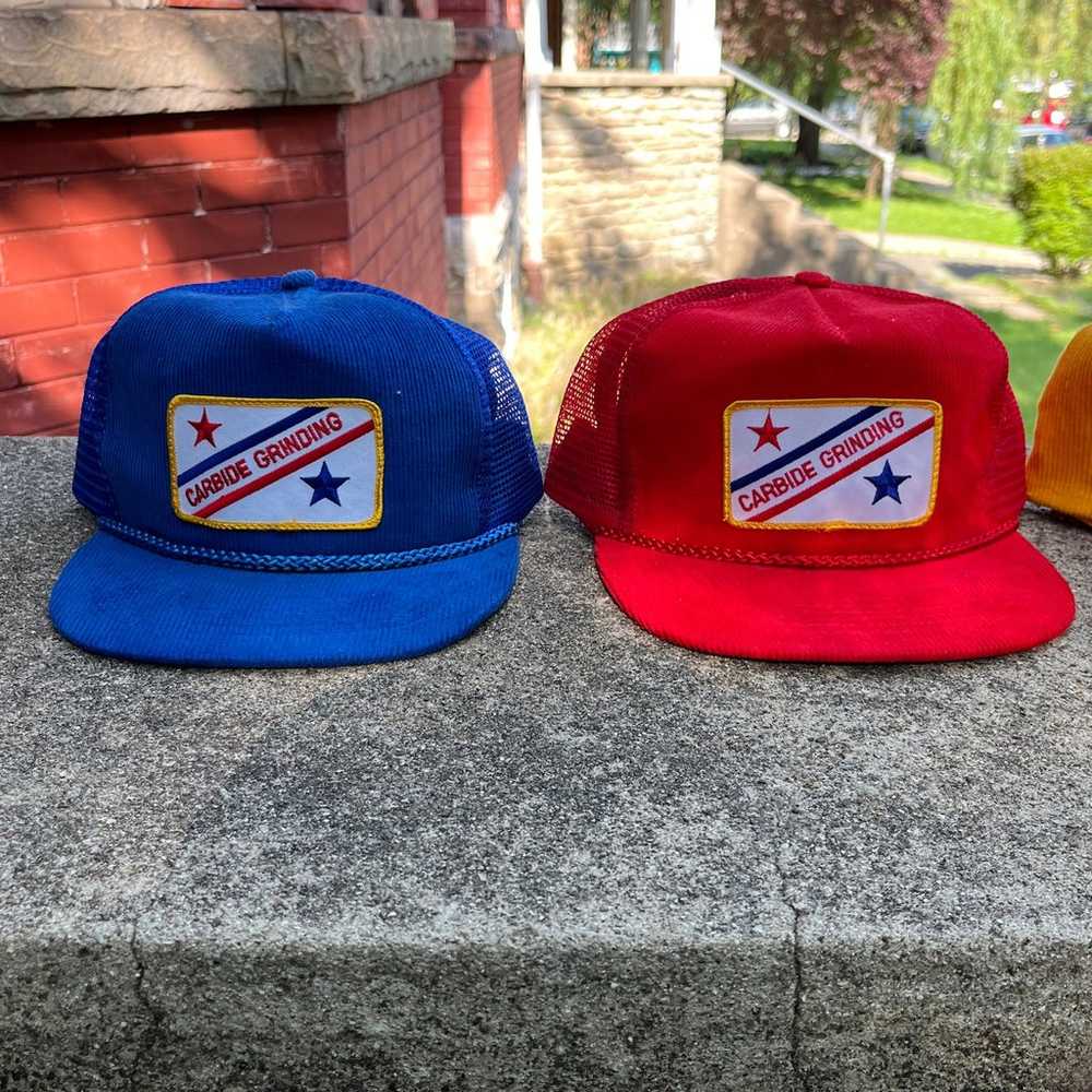 Vintage Carbide Grinding Corduroy Snapback Hats - image 3