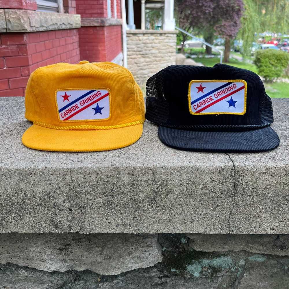 Vintage Carbide Grinding Corduroy Snapback Hats - image 4