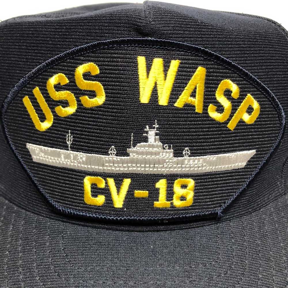 Vintage Mens Navy Cap Blue Hat USS WASP CV/CVA/CV… - image 1
