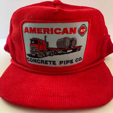 Vintage American Concrete Pipe Snapback Trucker H… - image 1