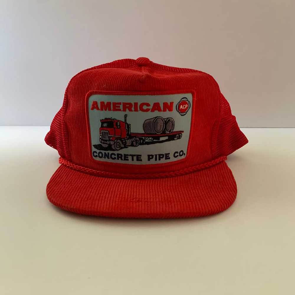 Vintage American Concrete Pipe Snapback Trucker H… - image 2