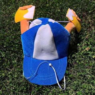 Funny Beer Drinking Blue Polyester & Mesh Novelty 2 Bill Snapback Baseball  Cap