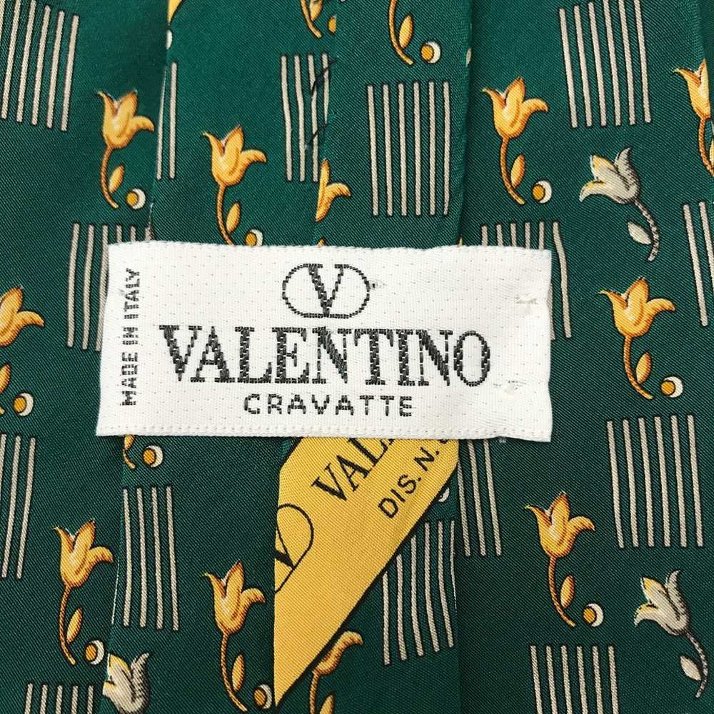 Valentino Vintage Designer Green Gold Silk Tie Ma… - image 5