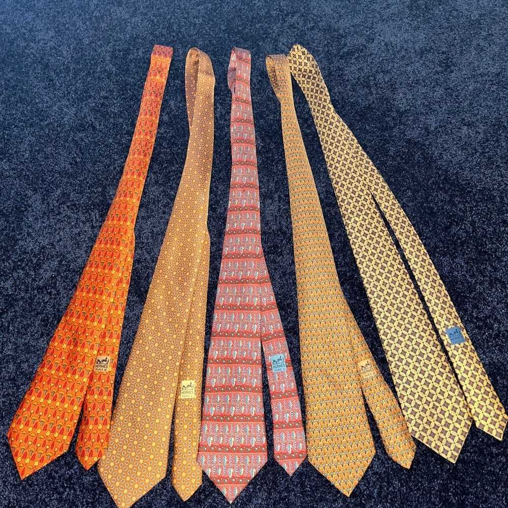 Lot of 5 Hermes Ties (100% Silk) - image 1
