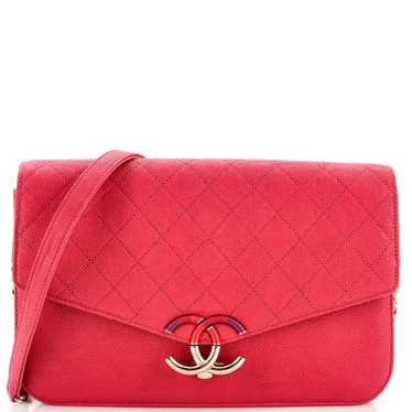 CHANEL Thread Around Chain Flap Bag Quilted Cavia… - image 1